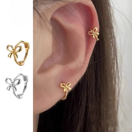 Chic Bow Earrings - Hypoallergenic Mini Ear Buckles for Women