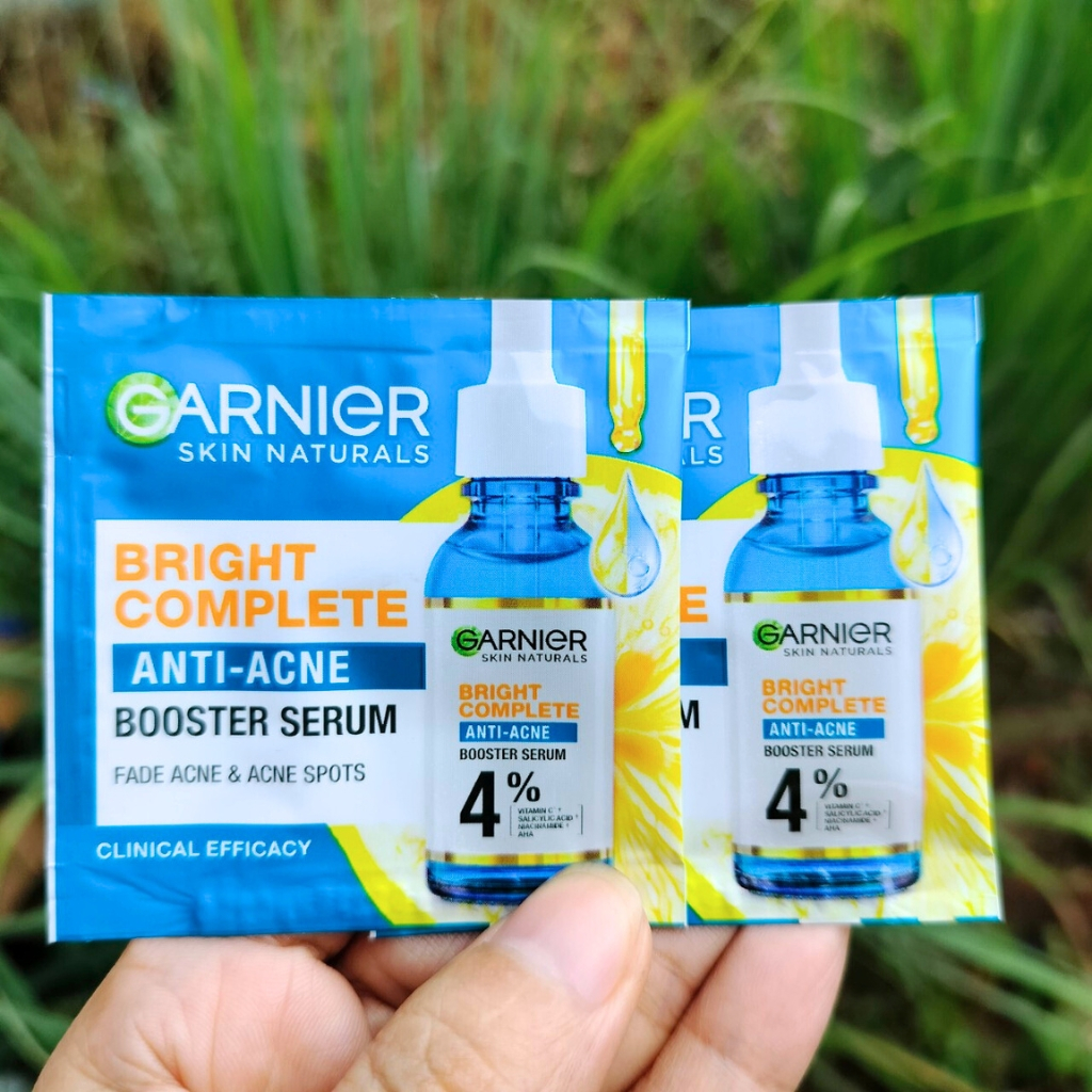 Set 5 gói serum garnier anti acne màu xanh pháp da dầu mụn 1.5ml/gói*5- mẫu thử