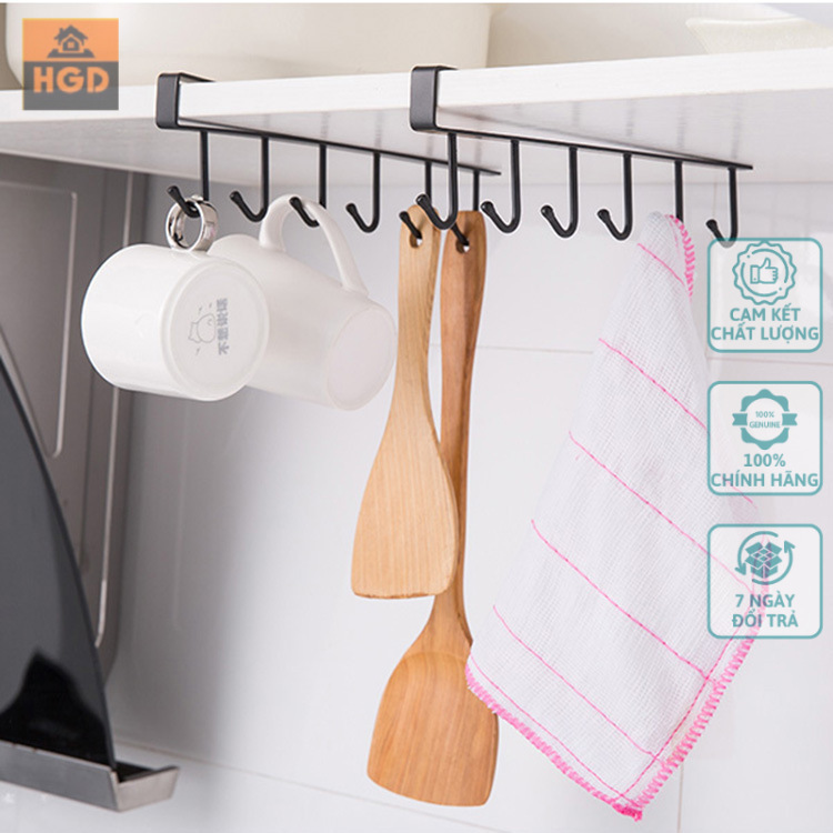  Giá Móc Treo Đồ Đa Năng Gắn Cài Kẹp Dưới Tủ Bếp Kệ Bàn Để Cốc Ly Dụng Cụ Nấu Ăn Bằng Sắt - HoàngGiaDụng 