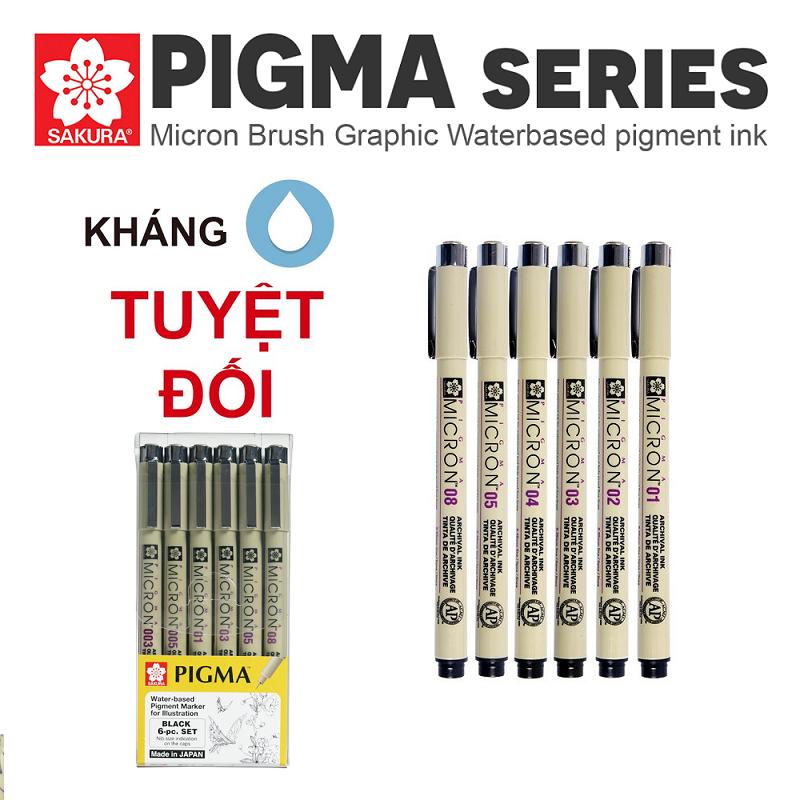 Bộ 12 Bút Line Đi Nét Chuyên Nghiệp Sakura Pigma Set ( Micron 01 02 03 04 05 08)
