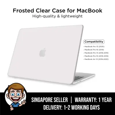 Frosted Clear Case for M1 MacBook Pro 13', 15', 16', MacBook Air 13', Hard Shell Cover, Compatible with 2016 2017 2018 2019 2020 MacBook, With/Without Touch Bar - Frost Clear