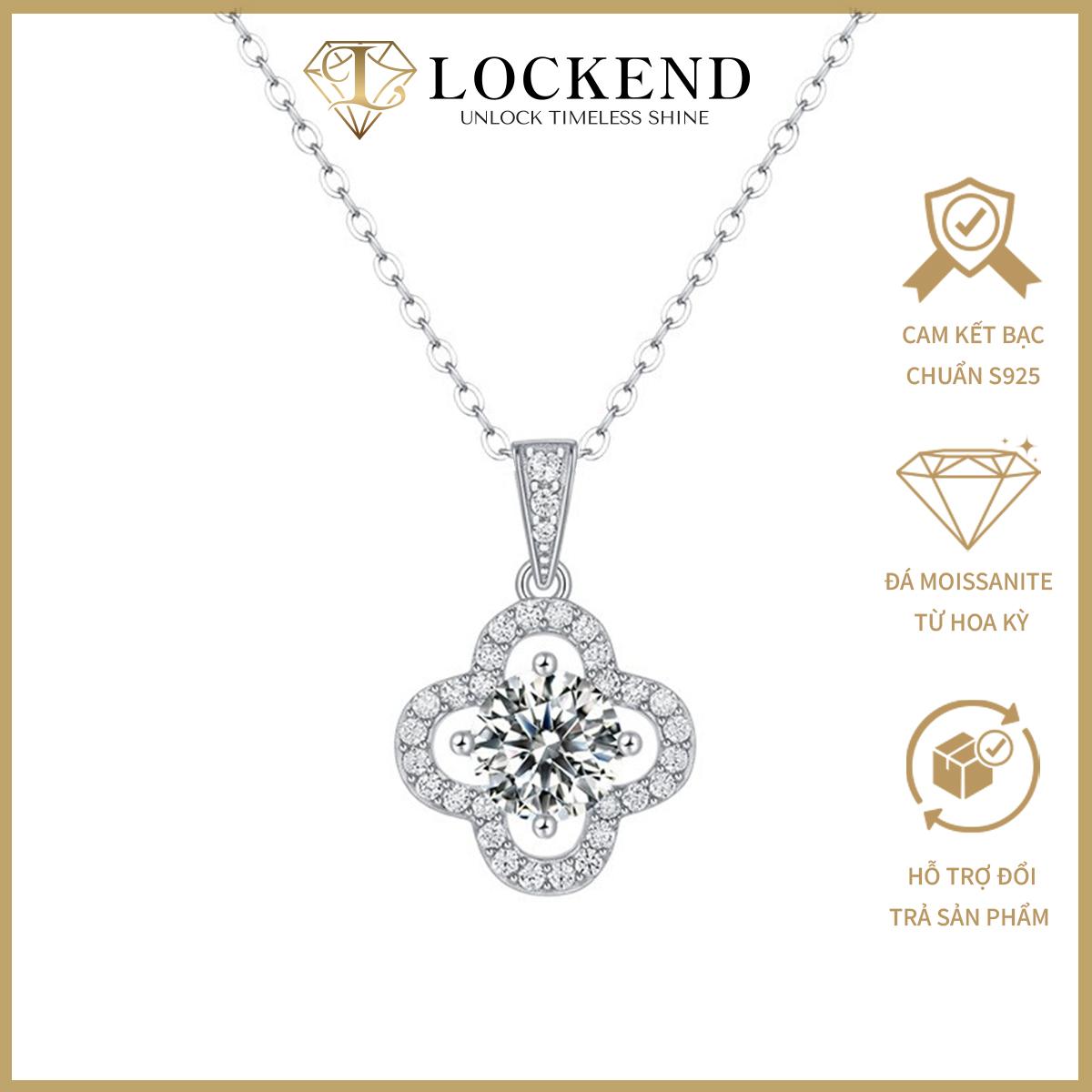 [Lockend] Dây chuyền cỏ bốn lá may mắn bạc S925 đính đá Moissanite 1 carat màu D có chứng chỉ GRA phong cách tiểu thơ nữ tính