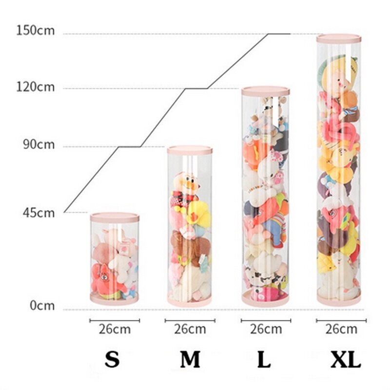 Plush Doll Storage Tube Plush PVC Toy Box Home stuff Organizer Transparent Stuff Doll Bucket Doll Home Organizer Boxes