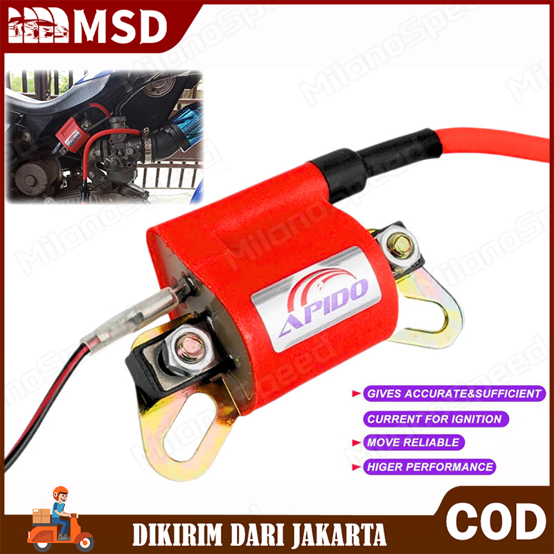 Koil pengapian paket tegangan tinggi APIDO untuk mesin modifikasi sepeda motor koil pengapian paket tegangan tinggi yang dimodifikasi Harga 38,000 rupiah*Gratis Ongkir