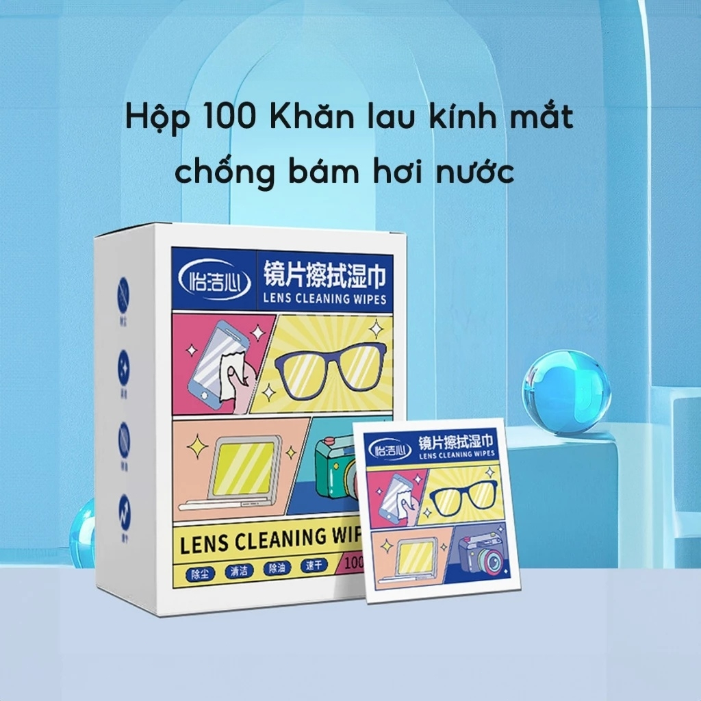 MiraLife Hộp 100 Khăn lau kính mắt kính cận, Giấy lau kính nano chống sương mờ vân tay, bụi bẩn tiện lợi