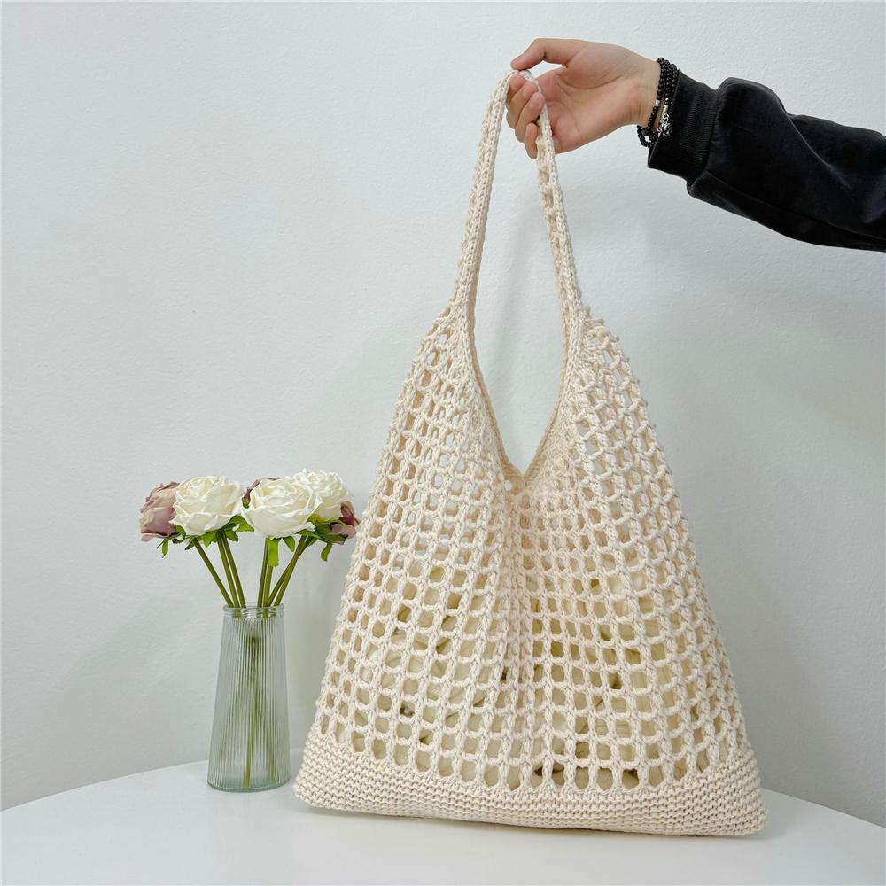 SIAPUS Fairy Grunge Beach Bags Hollow Out Summer Crochet Tote Bag Fashion y2k Bag for Women