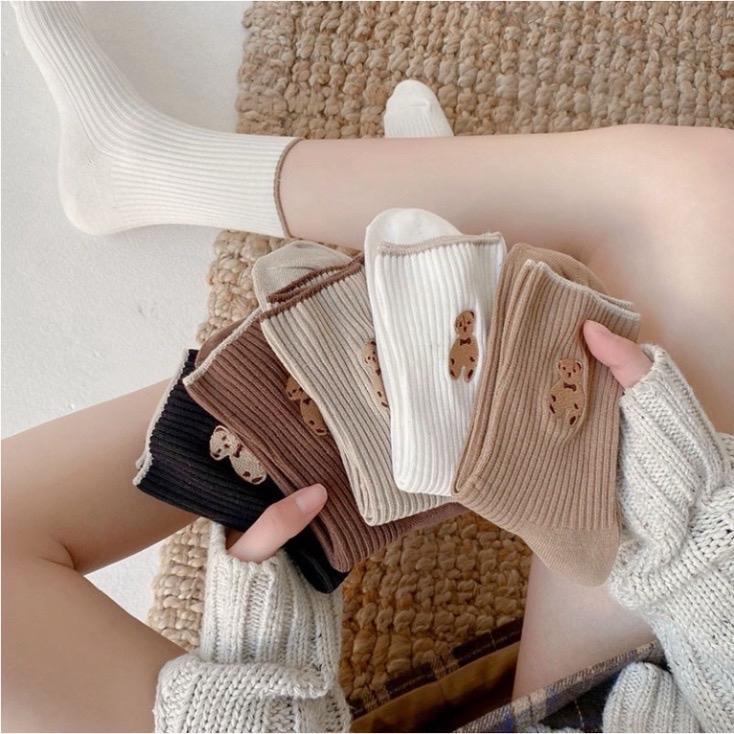 Combo 10 đôi tất gấu cổ cao phong cách hàn quốc đủ màu Nam Nữ