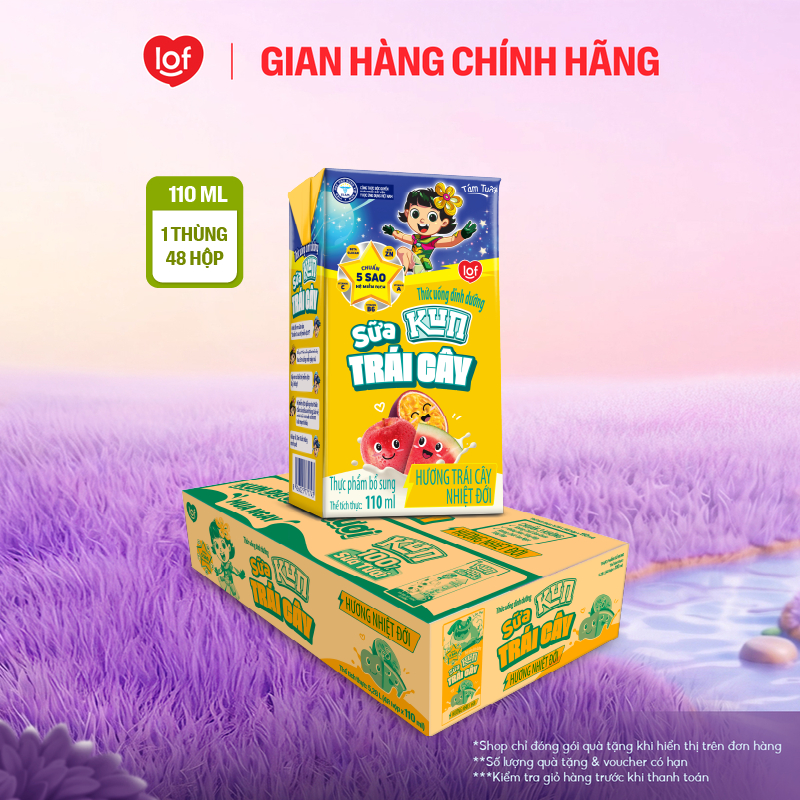 Sữa trái cây KUN vị trái cây nhiệt đới thùng 48 hộp x 110ml