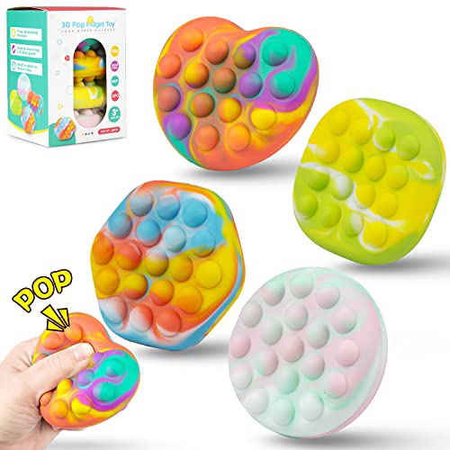 Push Bubble Pop Fidget Toys Autism Stress Relief Valentine Gift Classroom Exchange Party Favors 4 Pack Pop Stress Balls Fidget Toy 3D Sensory Heart Balls Fidget Toys for Kids Adults 
