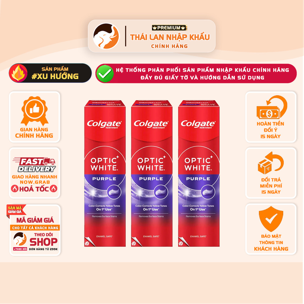 Kem Đánh Răng Colgate Optic White Purple 100G