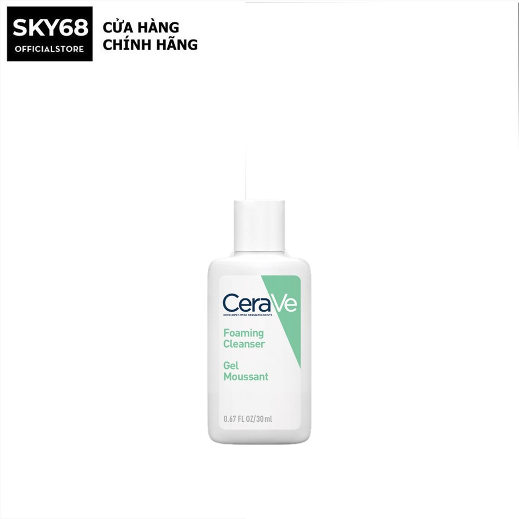 [MINISIZE] Sữa Rửa Mặt Cerave DA DẦU giúp làm sạch sâu kiềm dầu Foaming Facial Cleans 30ML - Xanh Lá Mạ