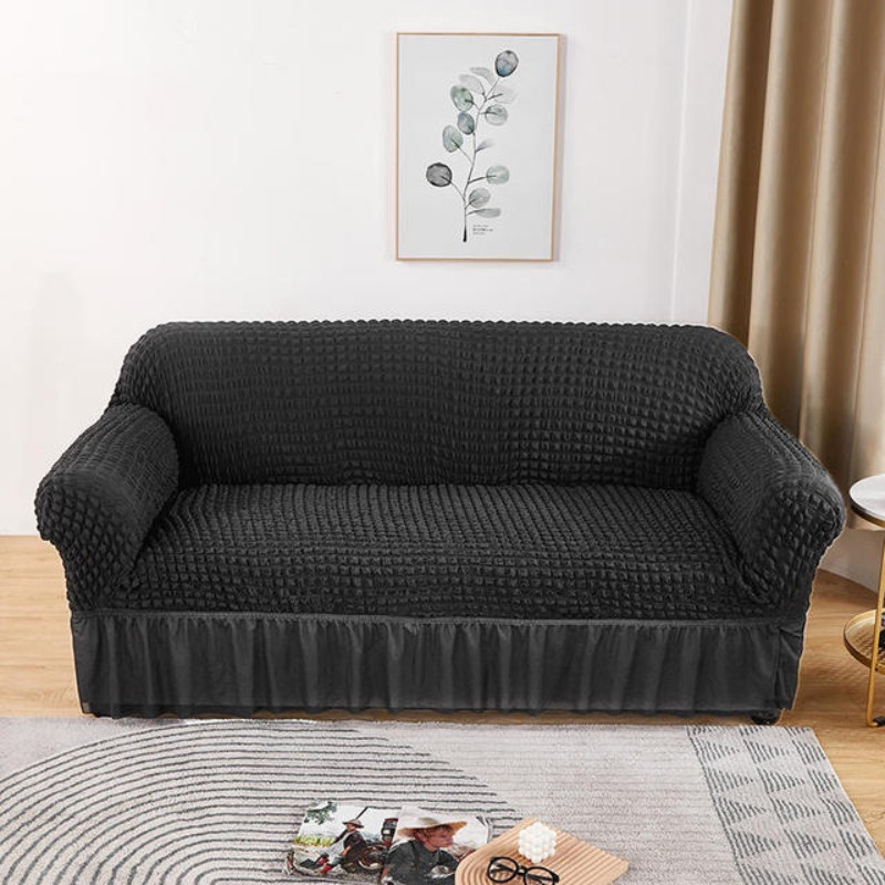 Vỏ ghế sofa Seersucker đàn hồi bọc ghế sofa trơn bọc Áp dụng phổ biến trong tất cả các mùa 1/2/3 chỗ ngồi