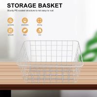 【Life and Movement】2 Pack Wire Storage Baskets Farmhouse Metal Wire Basket Freezer Storage Organizer Bins with Handles