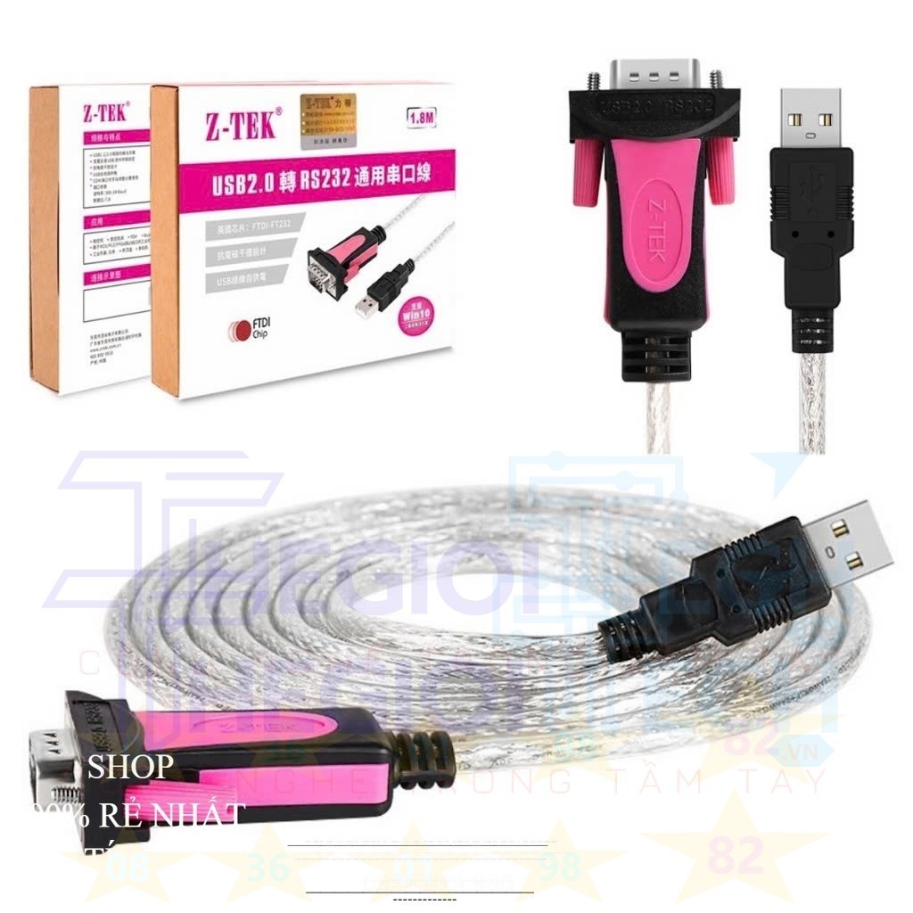 [Cáp USB sang RS232] Ztek ZE533A - Tốc độ 480Mbps | Chiều dài 1.8m | Chống nhiễu | Thương hiệu Z-TEK