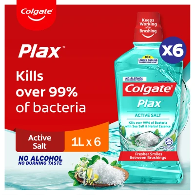 Colgate Plax Active Salt Mouthwash 1L [Bundle of 6] Value Deal (1525680-6)