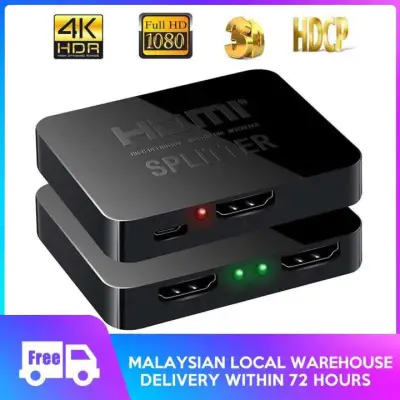 HDMI Splitter 1 X 2, 1 Input 2 Output HDMI Amplifier Switcher Box Hub Support 4KX2K 3D 2160p 1080p (One Input To Two Outputs)