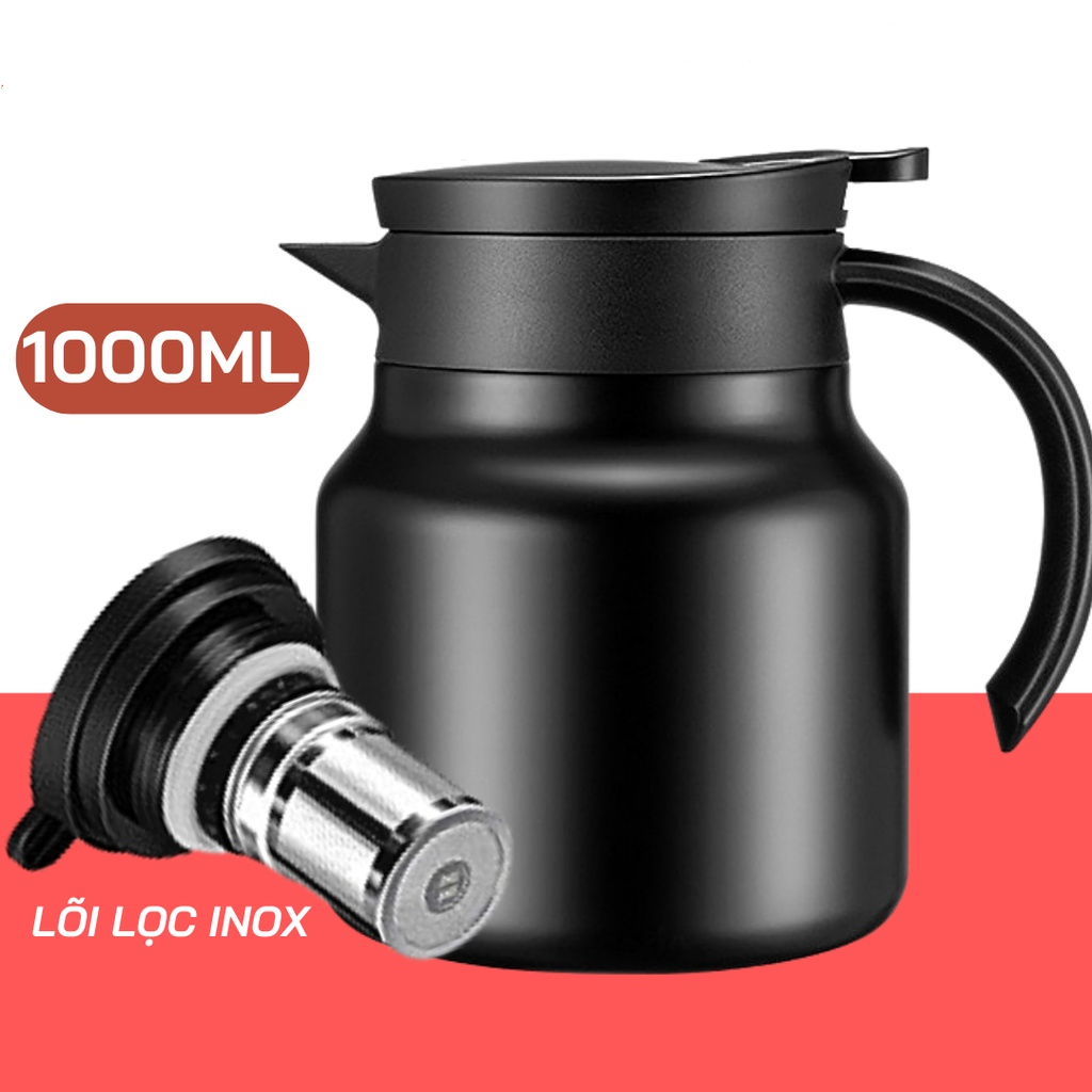 Ấm pha trà giữ nhiệt - Bình pha trà dung tích 1000ML có lõi lọc cao cấp có quai cầm rất thích hợp để đựng nước, hãm trà