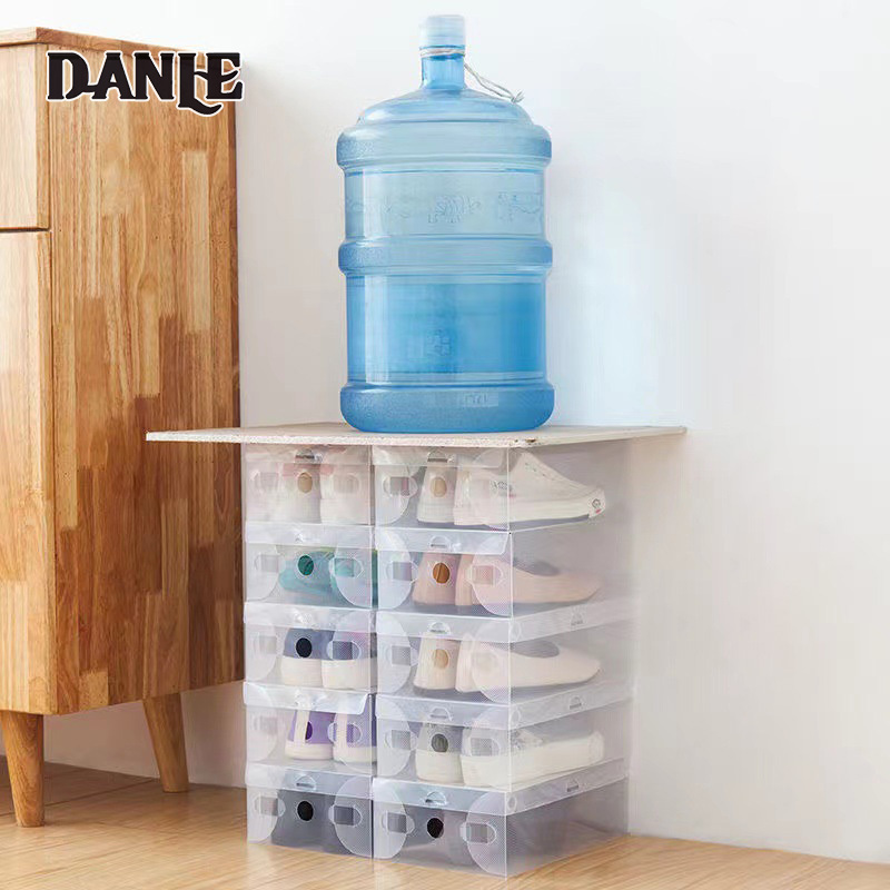 Transparent shoe box foldable storage box removable flip simple shoe cabinet shoe rack single shoe box ราคา 27 บาท*ส่งฟรี