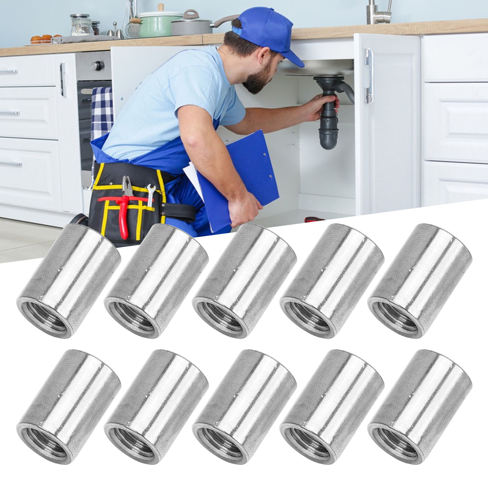 Khớp nối Bộ Đai ốc đầu nối bo tròn các loại hạt đầu cái 10 chiếc để bảo trì nhà