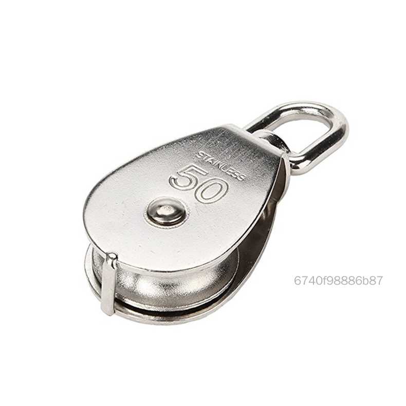 M15 M20 M25 M32 M50 Thép Không Gỉ Đơn Con Lăn Đơn Kéo Dây Thép Chịu Lực Nâng Cần Trục Móc Xoay SS304 KIL-VN