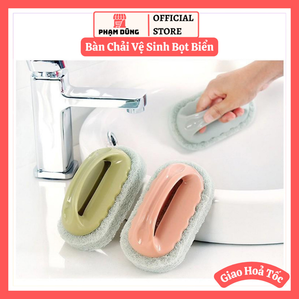 Bàn chải vệ sinh chà nhà bếp - Mút Xốp Bọt Biển Có Tay Cầm Cọ Rửa Nồi, Chảo,...