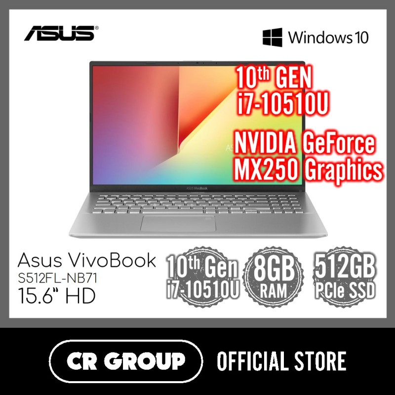 Asus VivoBook S15 S512FL 15.6 Inch FHD | Intel i7-10510U | 8GB DDR4 RAM | 512GB PCle SSD | NVIDIA GeForce MX250 Graphics