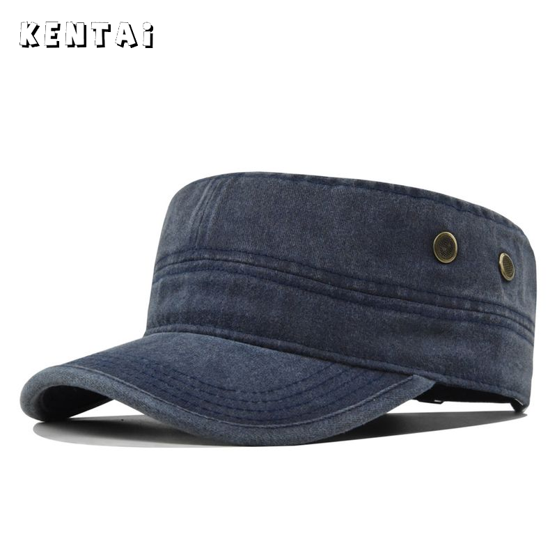 KENTAI หมวกแบนผ้าฝ้ายซักล้างสำหรับผู้ชาย ป้องกันแสงแดดในฤดูร้อน ปรับขนาดได้ ขอบหมวกโค้ง ราคา 74 บาท*ส่งฟรี