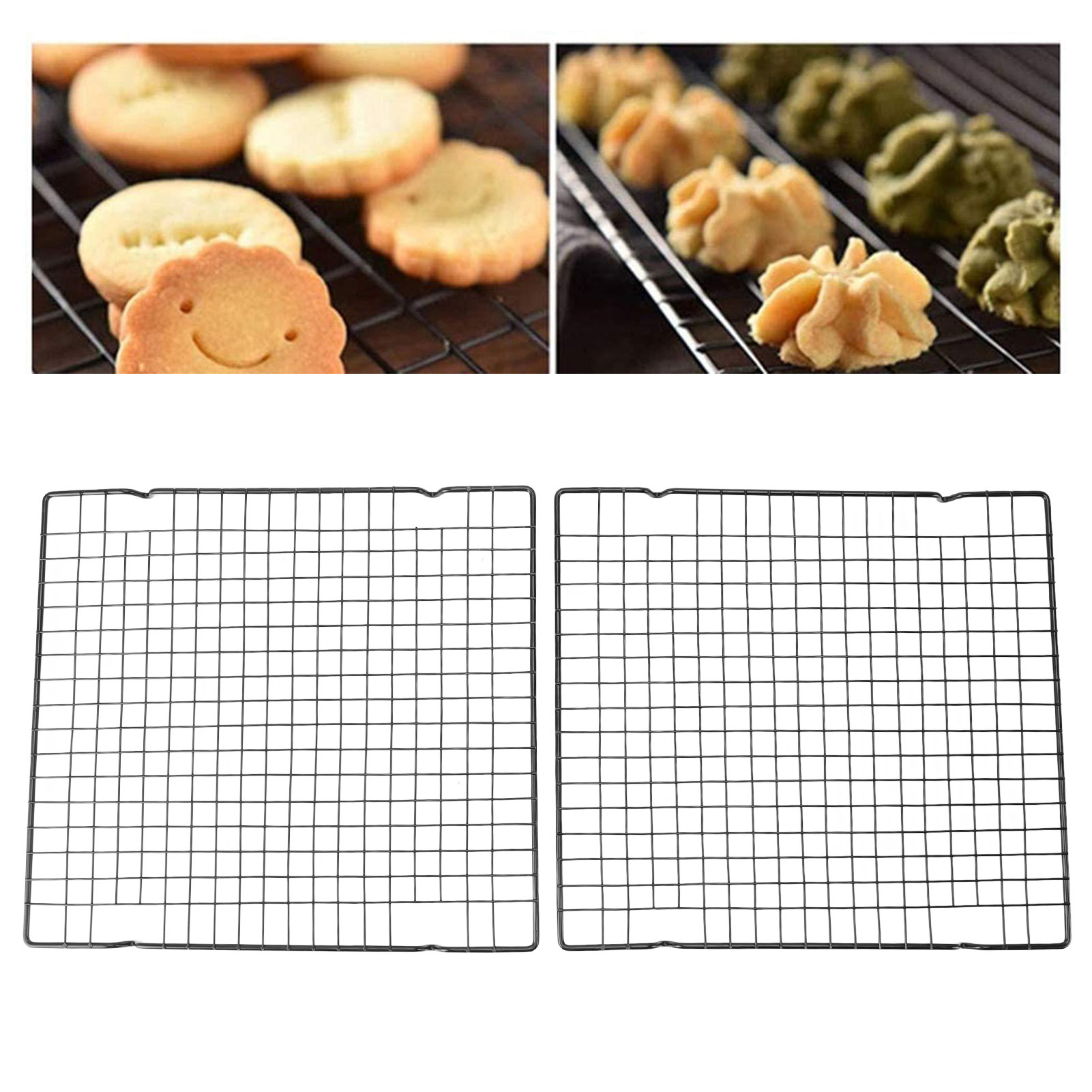 Qcwwy 2 Gói Màu Đen Không Dính Carbon Thép Giá để nguội S Cho Nướng Nướng Nướng Và Khử Nước Không Dính giá để nguội bánh Giá để nguội Dây Giá để nguội Qcwwyikog2dx6h9