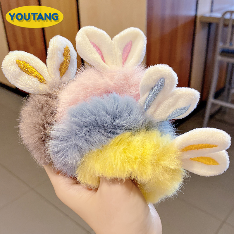 YOUTANG Cute bunny ears plush hair band, girly bunny headband, furry hair band, hair accessories ราคา 14 บาท*ส่งฟรี