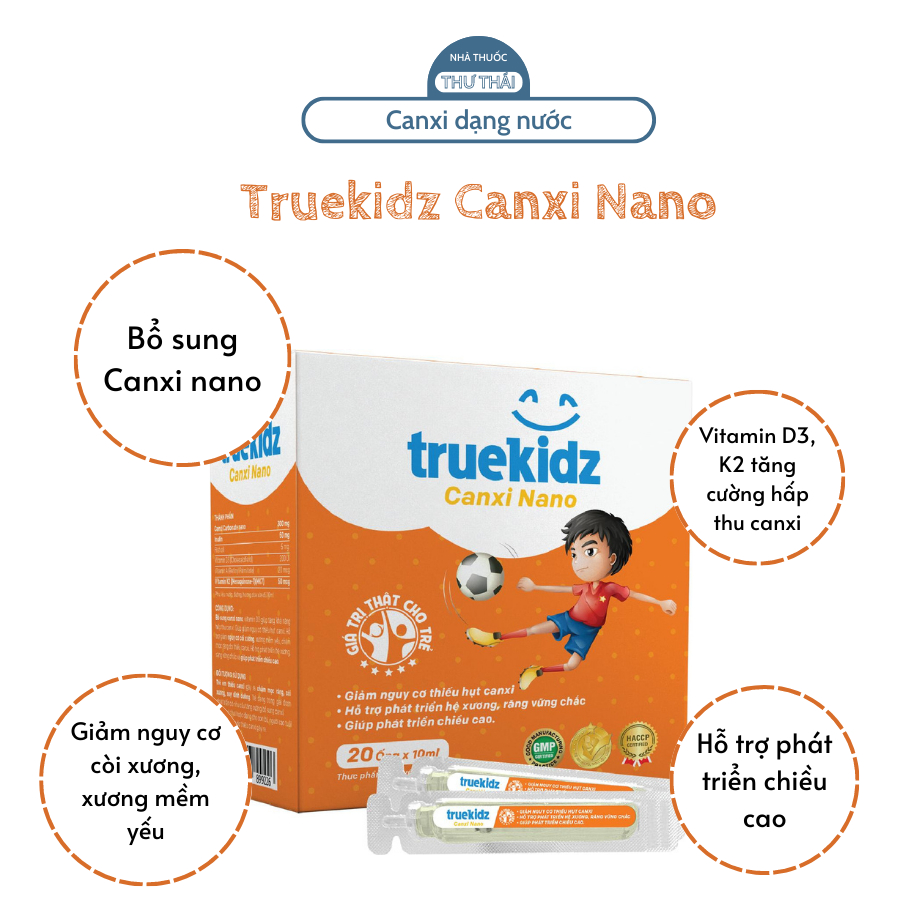 Siro Truekidz Canxi Nano bổ sung canxi + Vitamin D cho bé phát triển chiều