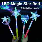 Led Luminous Hollow Magic Star Rod Light-up Wand Glow Sticks Christmas Party Concert Glowing Stick Flashing in Dark Party Props Toy