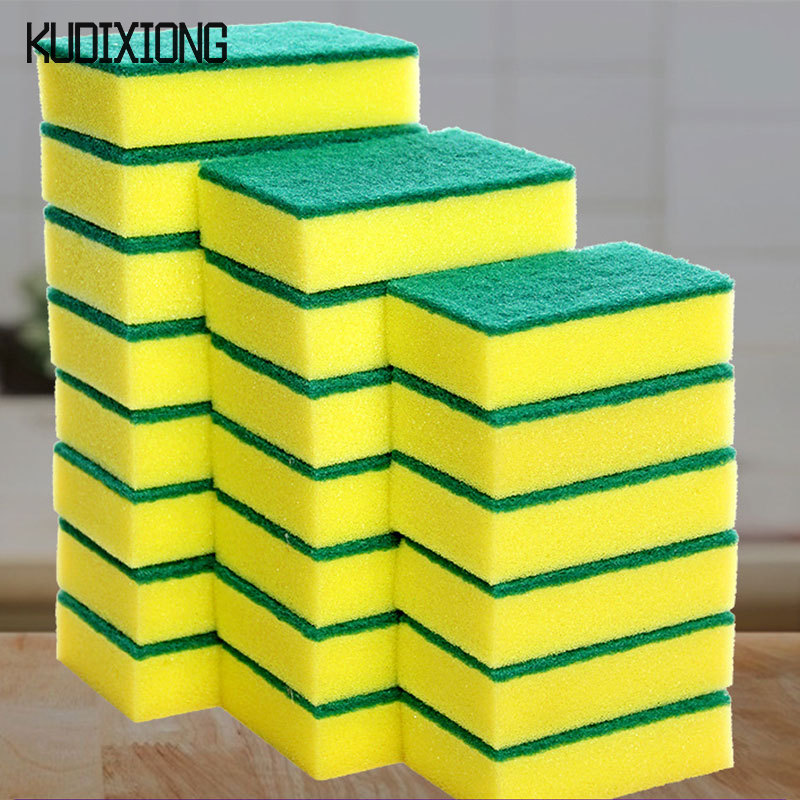 KUDIXIONG Dishwashing sponge scouring cloth Dishcloth Kitchen cleaning brush Dishwashing pot Magic wipe Household high-density sponge wipe ราคา 11 บาท*ส่งฟรี