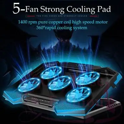 5 Fans 2 USB Laptop Cooler Cooling Pad LED Notebook Cooler Computer USB Fan Stand Radiator heatsink