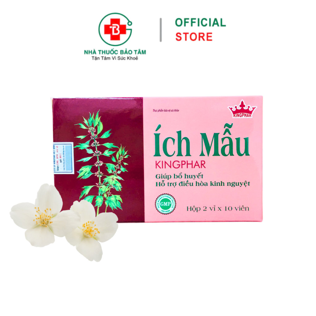 Viên Ích Mẫu KINGPHAR hỗ trợ bổ huyết, điều hòa kinh nguyệt – Hộp 2 vỉ x 10 viên