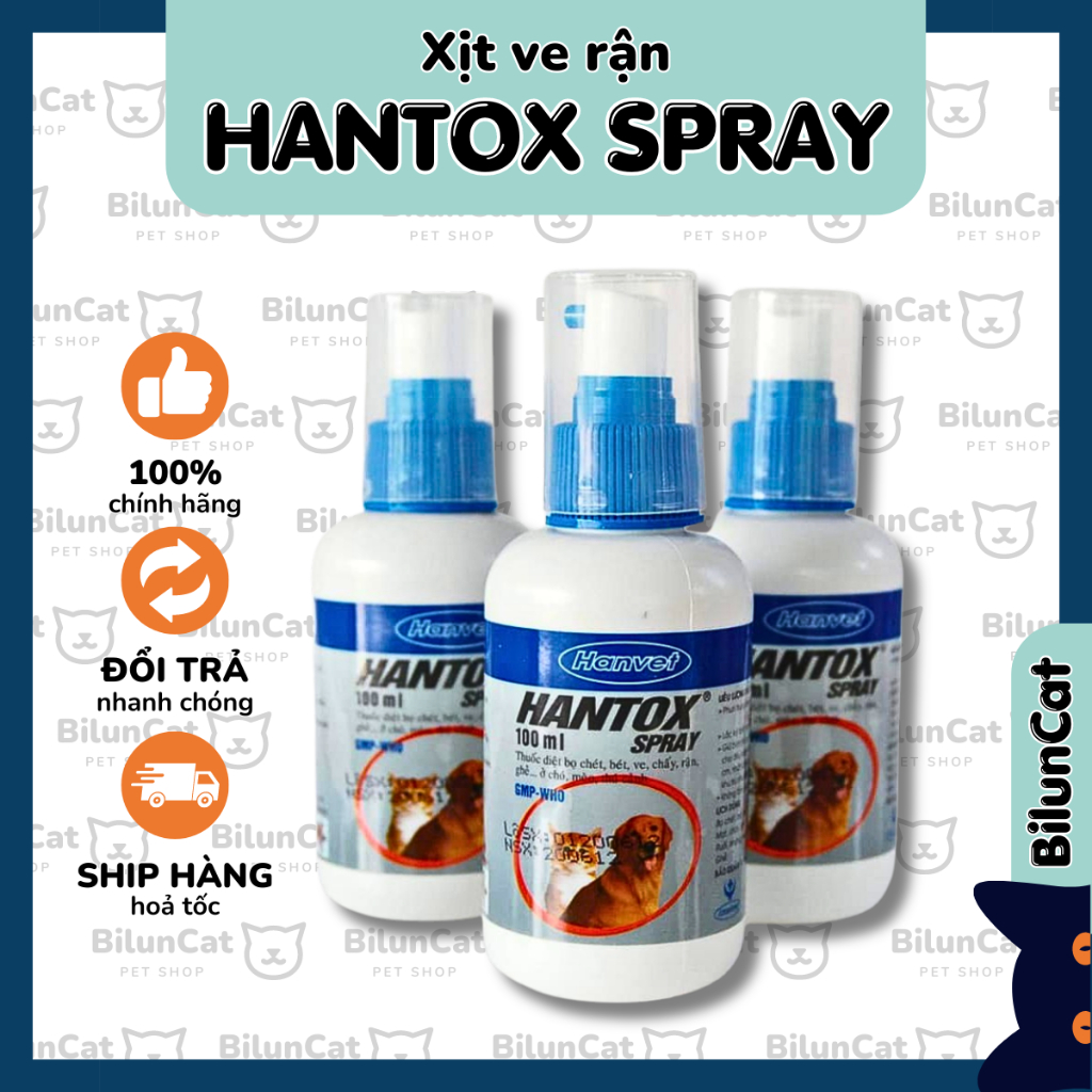 Xịt HANTOX diệt ve rận cho chó mèo thú cưng