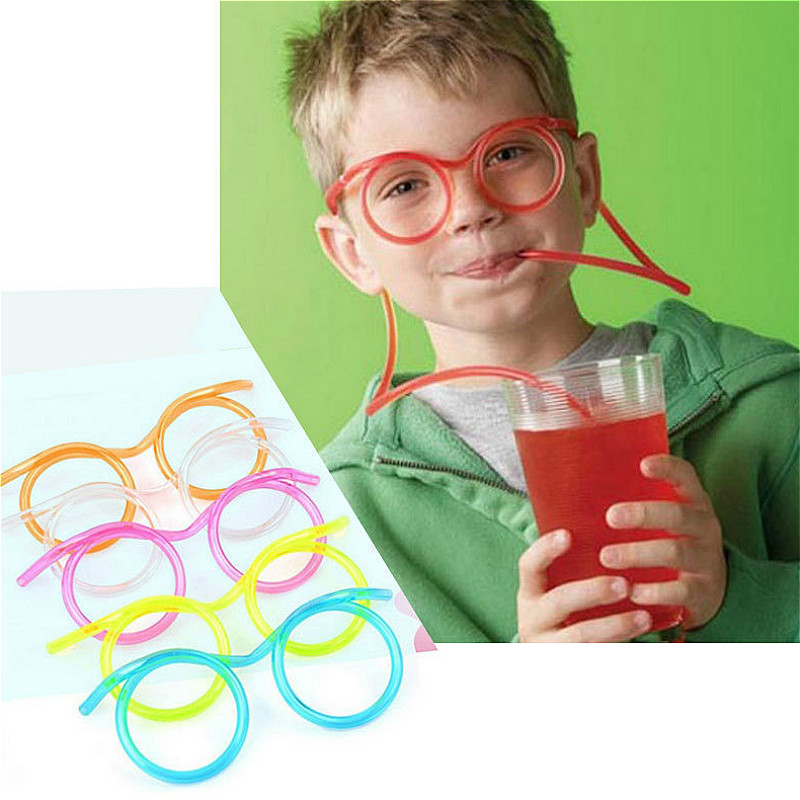 【Bestseller Alert】 Fun Soft Plastic Straw Glasses Flexible Drinking Straws Tools Kids Novelty Toy Party Supplies Bar Supplies Kawaii