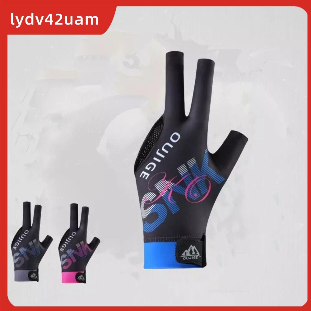 LYDV42UAM Ba ngón tay Găng tay Bida tay trái Trọng lượng nhẹ Hở ngón tay Găng tay tập bi-a Di động Chống mài mòn Găng tay bi da Bi-a