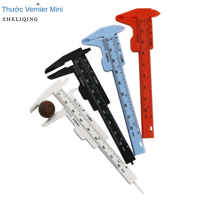 Thước đo cặp vernier mini treo móc khóa- bằng nhựa mini 0-80mm thước cặp học sinh đo wenwan