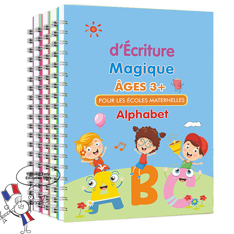 Cuốn sách ma thuật Vở Tập Viết Tiếng Pháp 4boo có thể được tái sử dụng học chữ và số vẽ Toán viết th