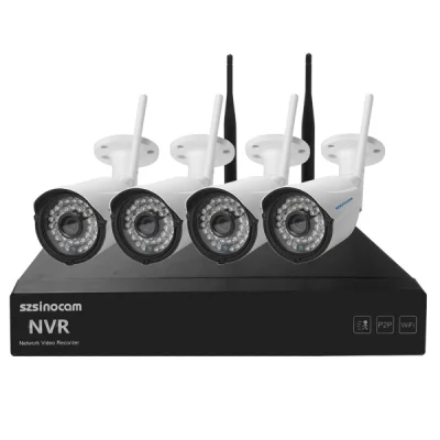 *szsinocam SN-NVK-4005W10 4CH 720P 2.4GHz Full WiFi 1.0 Mega Pixel Bullet IP Camera NVR Kit, Support Ni