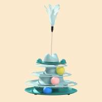 Pet Toys Cat Turntable Four-Tier Track Tower Catnip Balls Indoor Cats Intellectual Green&Blue Kitten