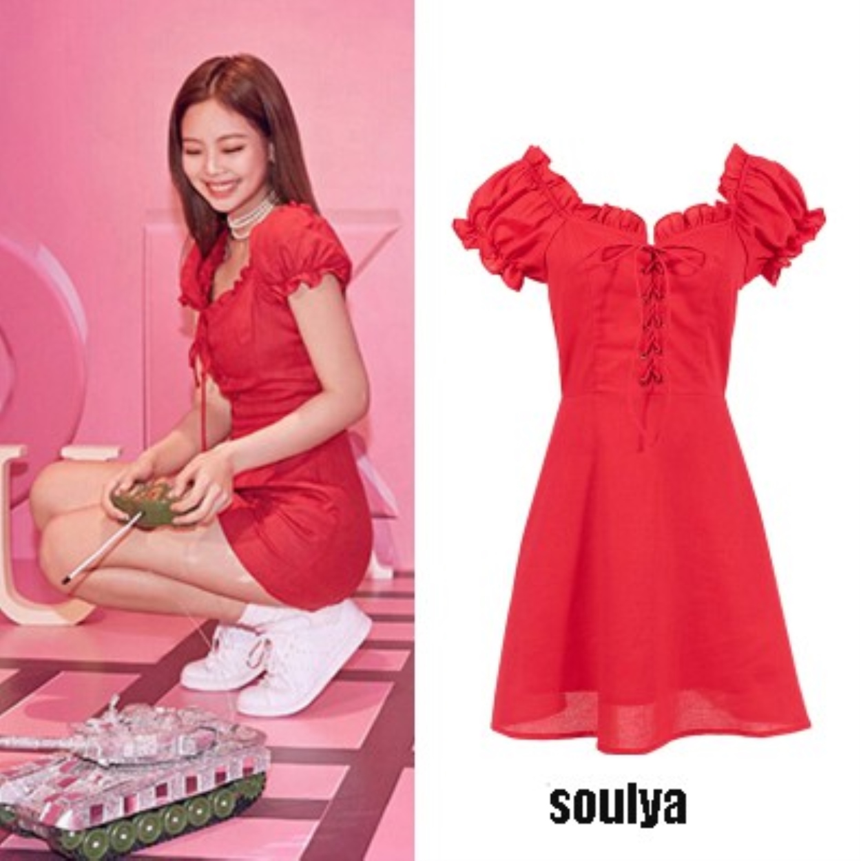 Đầm Dạ Hội Xẻ Tà Đỏ Cổ V Hoạ Tiết Eo Jennie Dress - Đầm Quỳnh Anh Luxury  Fashion