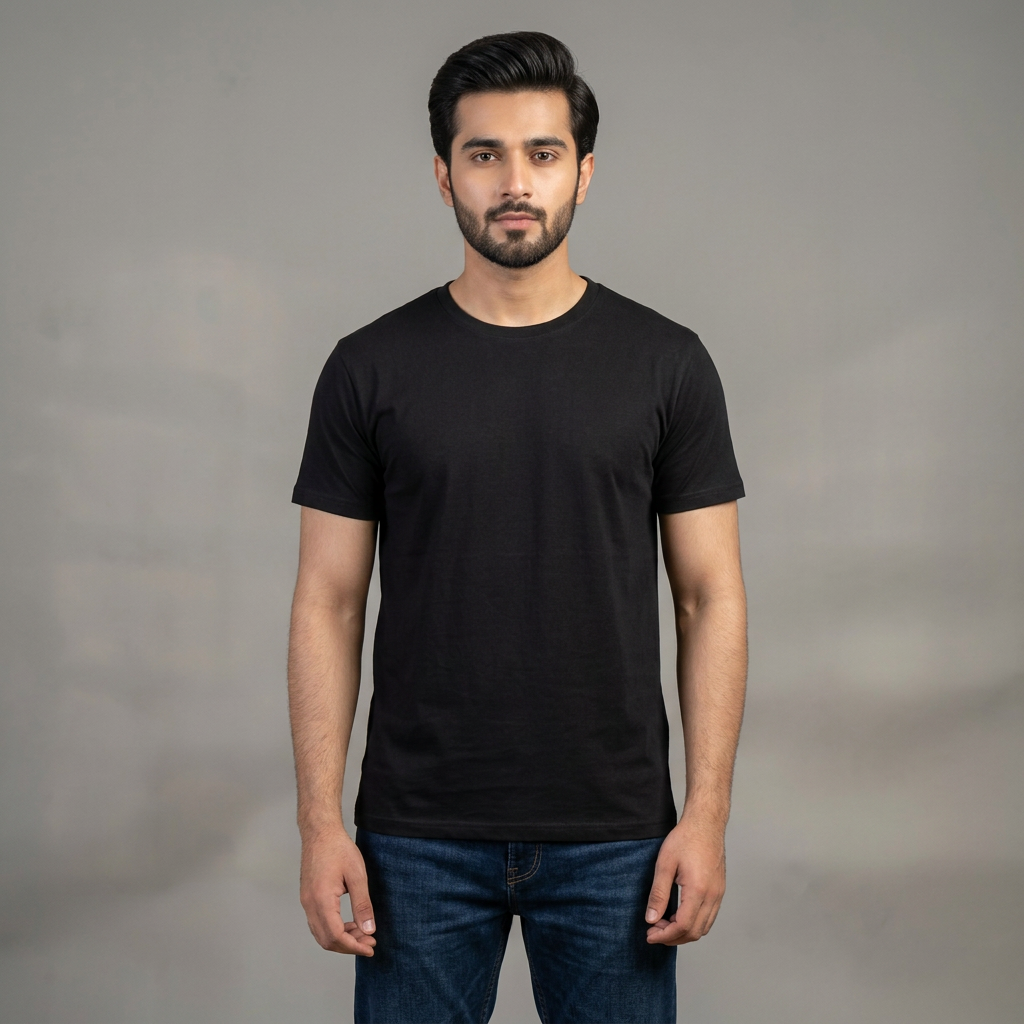 Plain Black T-Shirt for men- Half Sleeve/Round Neck With Premium Excellent Quality