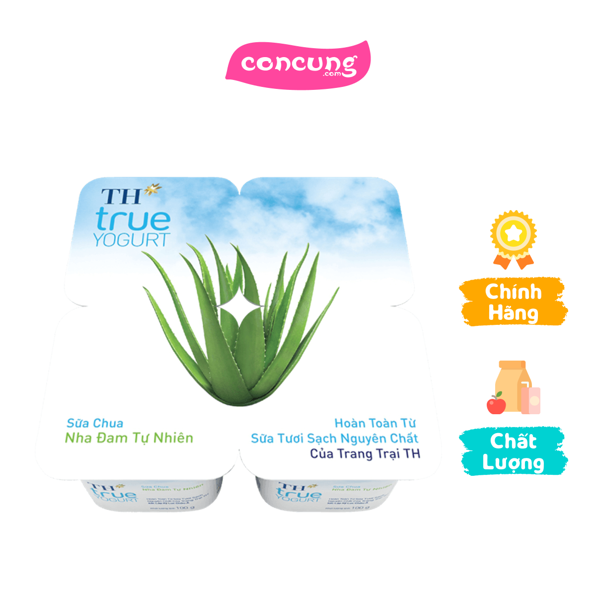 Sữa chua Nha Đam TH true Yogurt 100g (vỉ 4 hộp)