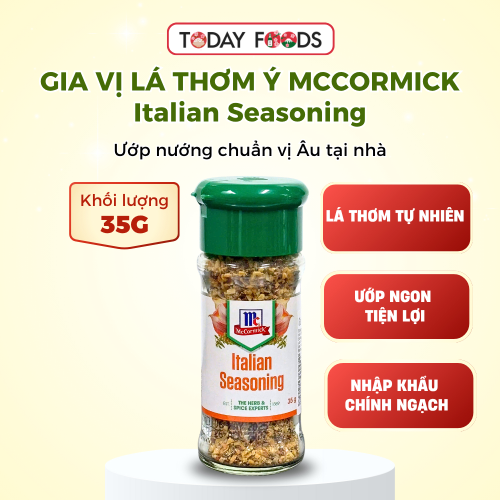 Gia vị tẩm ướp lá thơm hỗn hợp kiểu Ý McCormick Italian Seasoning 35g – ướp nướng chuẩn vị Âu