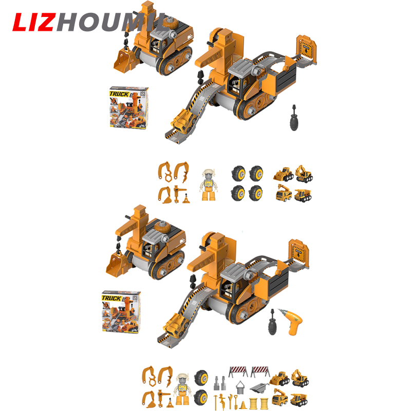 LIZHOUMIL DIY Take Apart Truck Car Toys With Electric Drill Construction