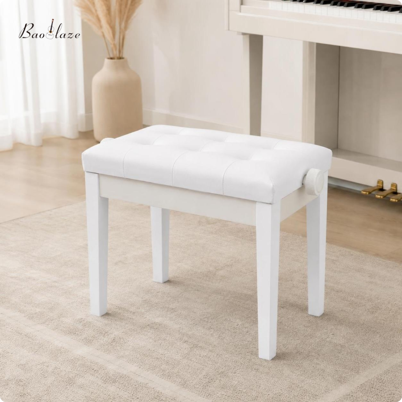 เปียโน คีย์บอร์ดดนตรีไฟฟ้า Baoblaze Tufted Adjustable Bench Wooden Bench with Padded Seat Sturdy Music Chair Heavy-Duty for Pianists ราคา 10,628 บาท*ส่งฟรี