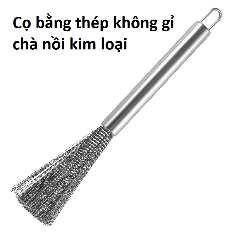 Bàn chải, chổi cọ cán dài cầm tay bằng thép không gỉ 316 cao cấp chuyên chà rửa xoong nồi, bồn rửa, vệ sinh khe rãnh