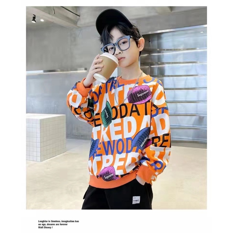 Áo Hoodie Trẻ Em Gxytz7705-Áo Hoodie In Hoa Mũ Màu Cam-110Cm