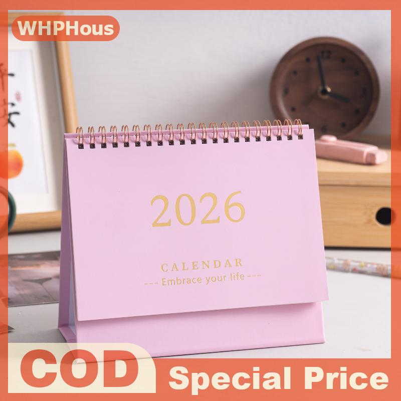 WHPHous 2026ปฏิทินตั้งโต๊ะขนาดเล็กแบบเรียบง่าย ปฏิทินตั้งโต๊ะแบบพกพาเครื่องเขียนสำหรับออฟฟิศ